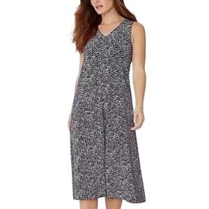 J Jill Wearever PolkaDot Sleeveless Midi Swing Dress Sz‎ XL Petite Comfort